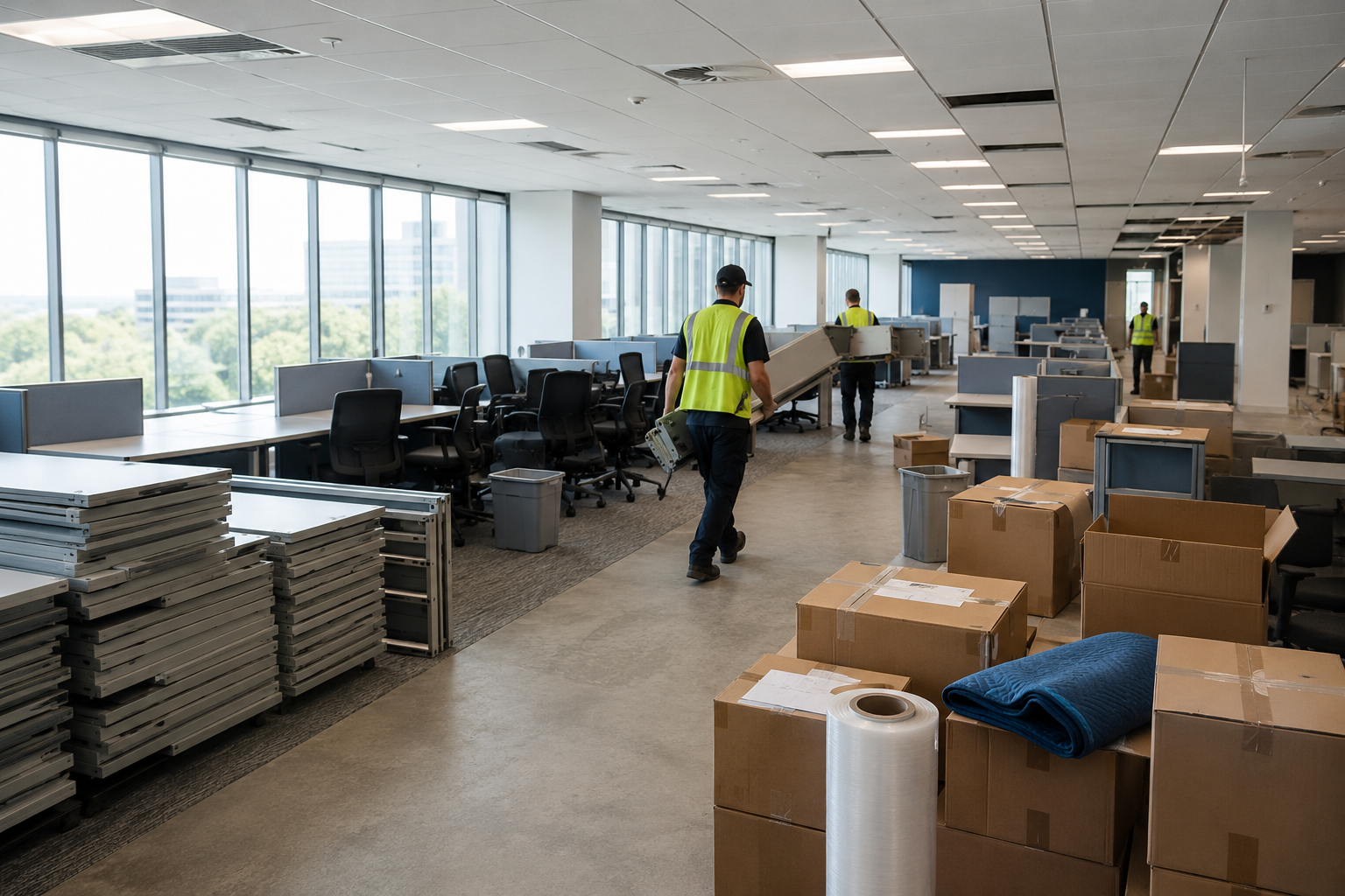 Office decommissioning and furniture removal in progress